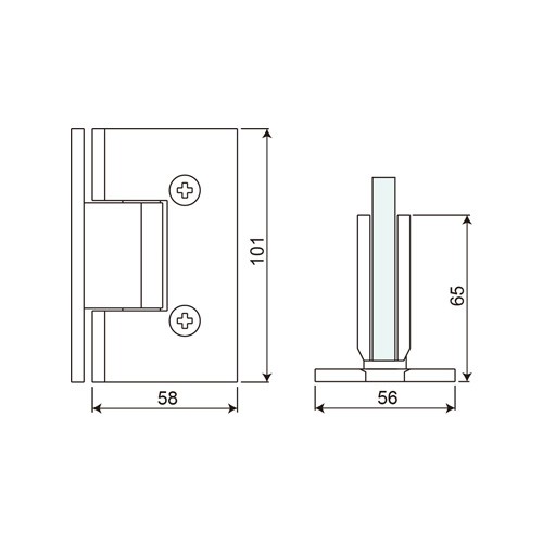 Wall Mount T Shape H Back Plate Shower Hinge (SHT-BL-H)