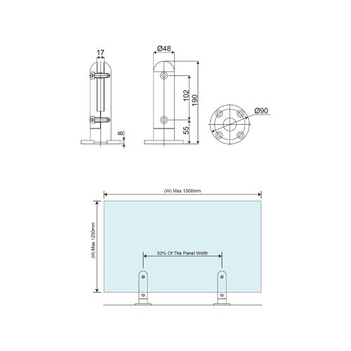 No Glass Cutout Short Cylindrical Shape MINI Posts
