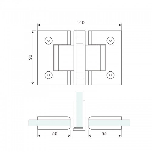 Glass to Glass 90° Shower Hinge (SHL-A3-ST)