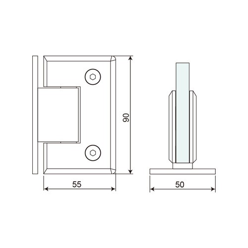 Glass to Wall T Shape 90° Shower Hinge (SHT-C-ST)