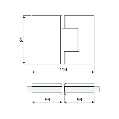 180° Double Sided Glass to Glass Shower Hinge (SH180-B-CV)