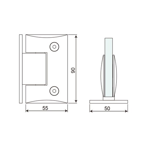Wall Mount T Shape Full Back Plate Shower Hinge (SHT-D)