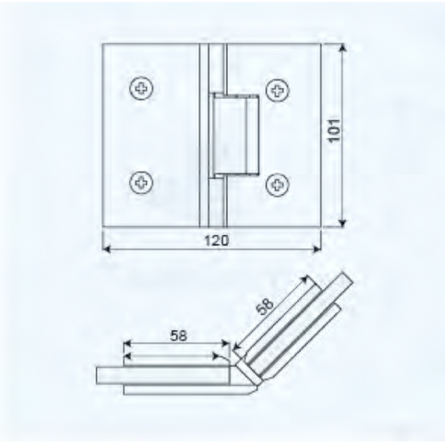 135° Glass to Glass Shower Hinge (SH135-BL)