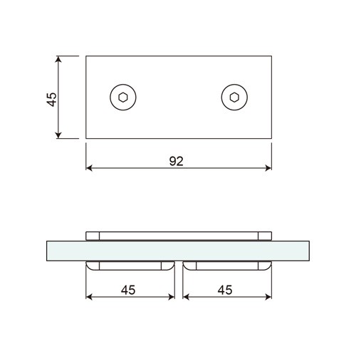 Glass to Glass Double Sided 180° Fixed Bracket (GC180-B2-ST)