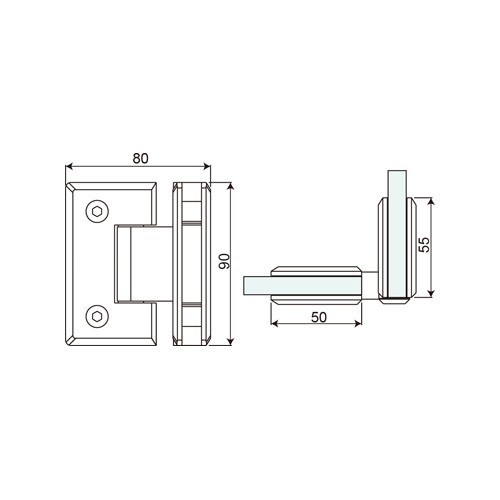 Glass to Glass 90° Shower Hinge (SHL-C1-ST)