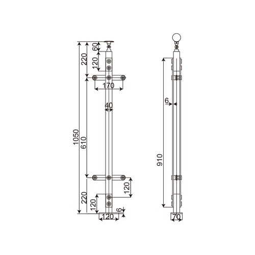 Hollow Rectangle Shape Glass Handrail (ST-006)