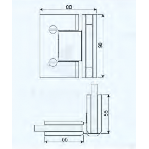 Glass to Glass 90° Shower Hinge (SH135-B-SC)