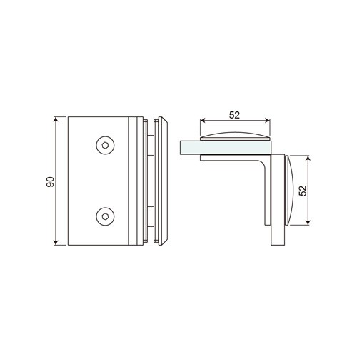 90° Double Sided Glass to Glass Fixed Bracket