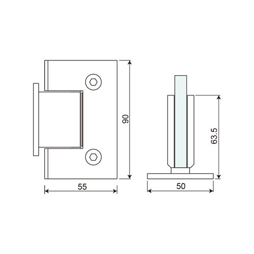 Wall Mount T Shape Short Back Plate Shower Hinge (SHT-B-S)