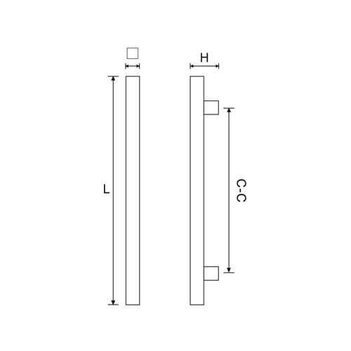 H Shape Rectangle Glass Door Pull Handle (DH-15)