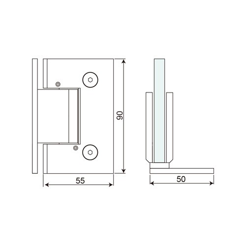 Wall Mount L Shape Full Back Plate Shower Hinge with Cover