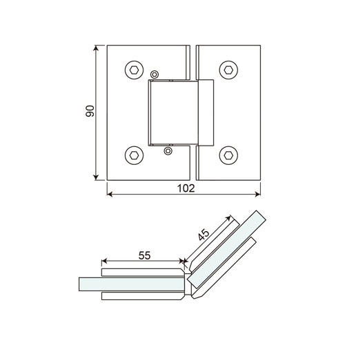 135° Glass to Glass Shower Hinge (SH135-B-AD)