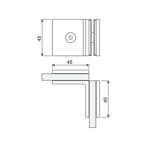 Double Sided 90° Glass to Glass Fixed Bracket (GC90-B2)