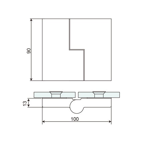 180° Glass to Glass Rectangular Self Rising Hinge for Countersunk Screw