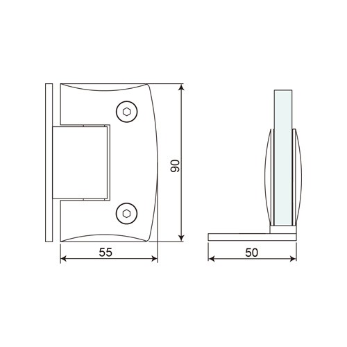 L Shape Full Back Plate Glass to Wall Shower Hinge