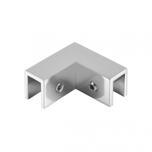Brass Over Panel 90° Glass Shelf Clamp
