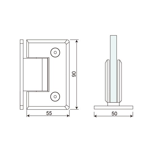 Wall Mount T Shape Full Back Plate Shower Hinge (SHT-C)