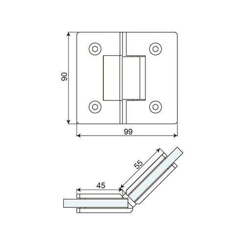 135° Glass to Glass Shower Hinge (SH135-A)