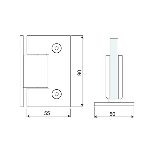 Glass to Wall T Shape 90° Shower Hinge (SHT-B-ST)