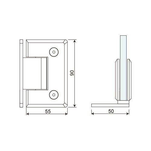 Corner Offset L Shape Full Back Plate Shower Hinge (SHT-C3)