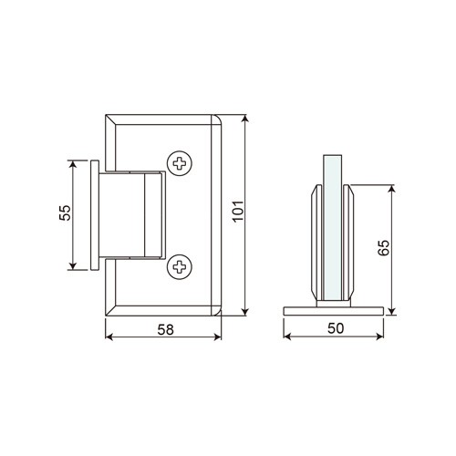 Wall Mount T Shape Short Back Plate Shower Hinge (SHT-CL-S)