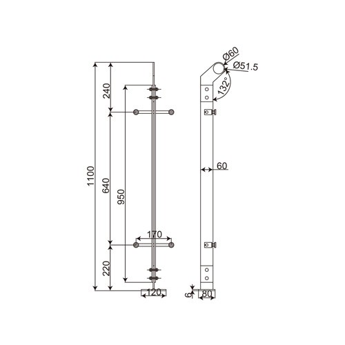 Hollow Rectangle Shape Glass Handrail (ST-001)