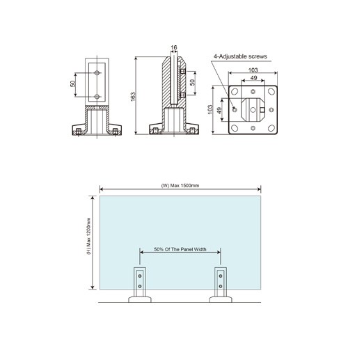 No Glass Cutout Short Bevel Edge MINI Posts (SP-058)