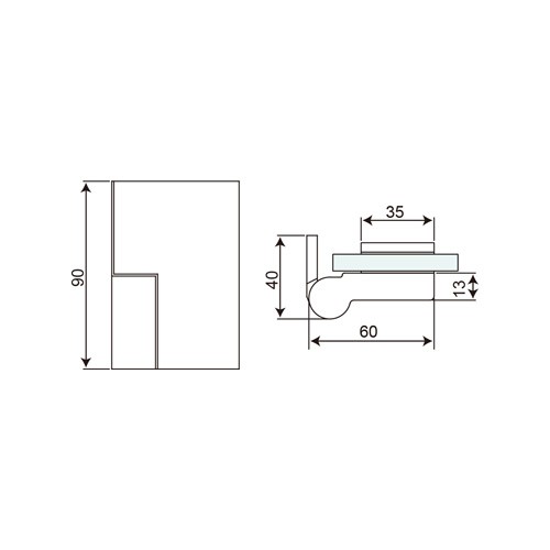 Wall Mount Offset Back Plate Rectangular Self Rising Hinge (SHL-S-LR)