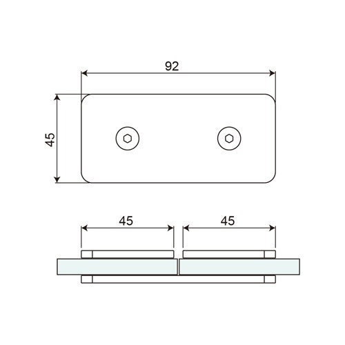 Double Sided 180° Glass to Glass Fixed Bracket (GC180-A2)