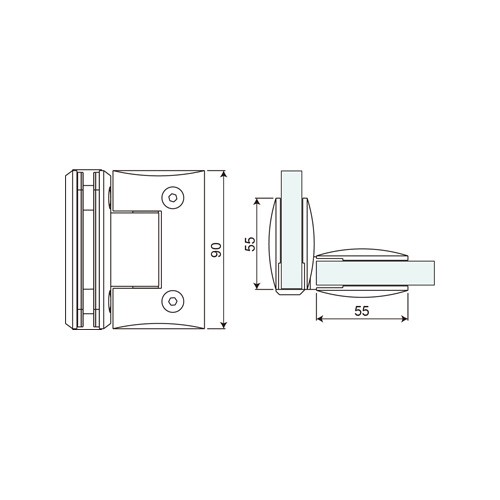 90° Glass to Glass Shower Hinge (SHL-D)