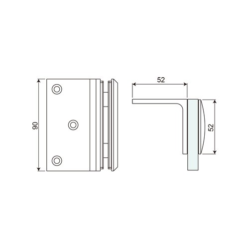 L Shape Full Back Plate Shower Hinge