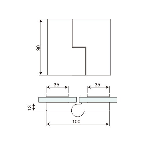 180° Glass to Glass Rectangular Self Rising Hinge