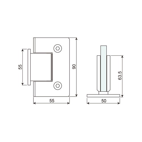 Wall Mount T Shape Short Back Plate Shower Hinge (SHT-A-S)