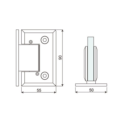 Wall Mount T Shape Full Back Plate Shower Hinge (SHT-C-AD)