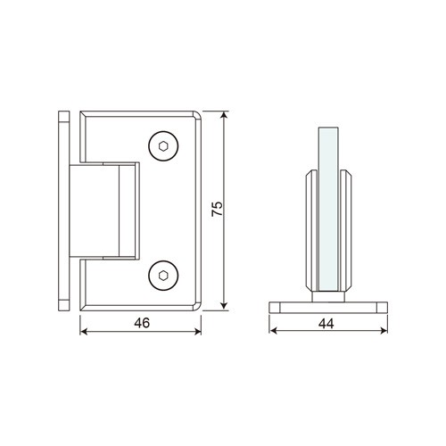 T Shape Full Back Plate Shower Hinge