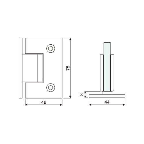 Wall Mount T Shape Full Back Plate Shower Hinge (SHT-BS)