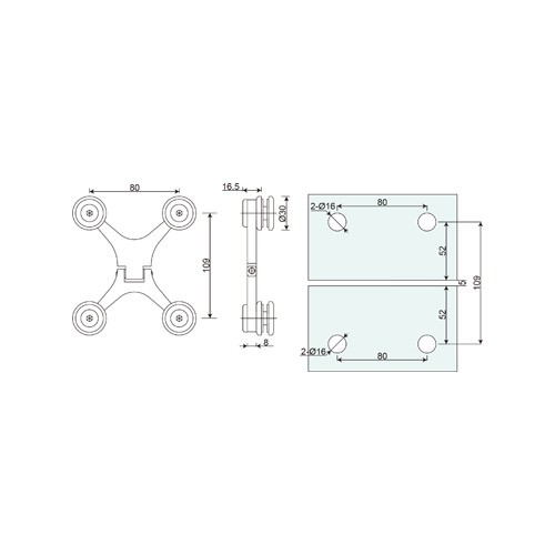 Glass to glass hinge