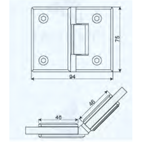 Glass to Glass 135° Shower Hinge (SH135-CS)