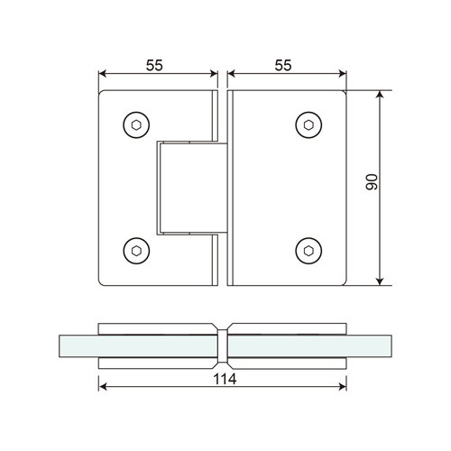 Glass to Glass 180° Shower Hinge (SH180-B-ST)