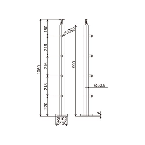 Cylinder Shape Glass Handrail (ST-008)