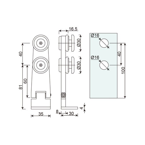 Wall to glass hinge (VY80-1)