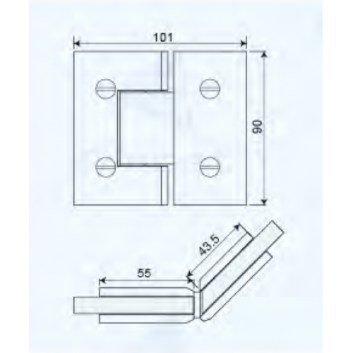 Glass to Glass 135° Shower Hinge (SH135-B-SC)