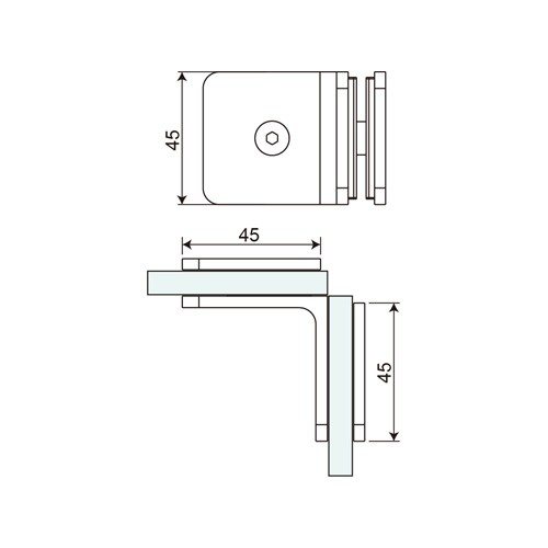Double Sided 90° Glass to Glass Fixed Bracket (GC90-A2)
