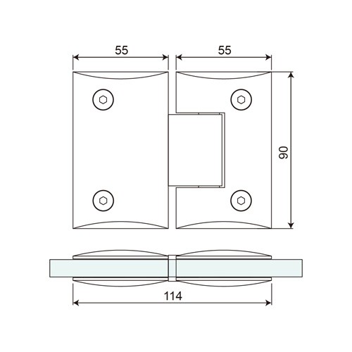 180° Glass to Glass Shower Hinge (SH180-D)
