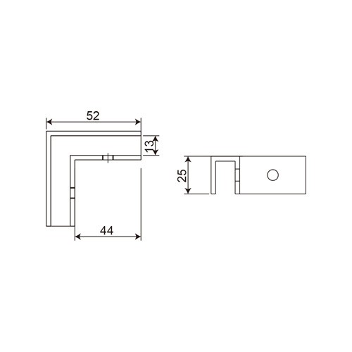 Brass Over Panel 90° Glass Shelf Clamp