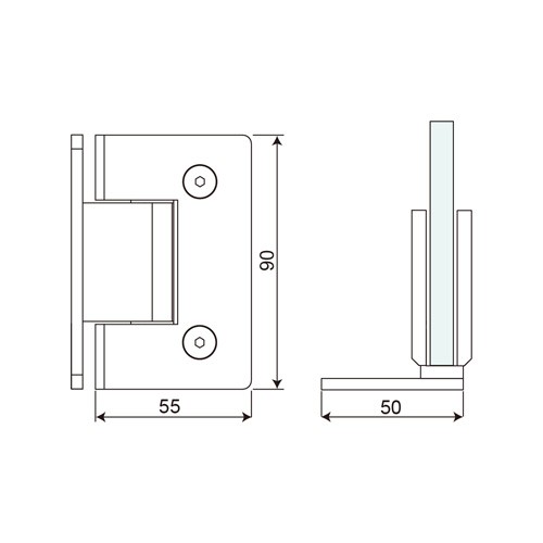 Corner Offset L Shape Full Back Plate Shower Hinge (SHT-A3)