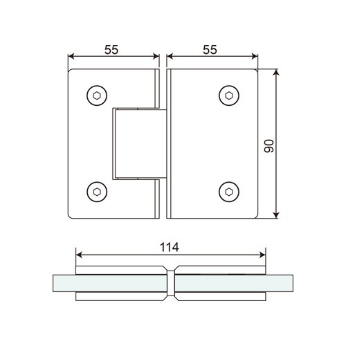180 Degree Glass to Glass Shower Hinge (SH180-A)