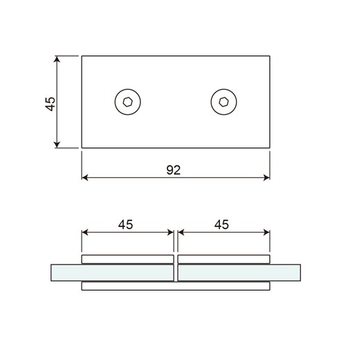 Double Sided 180° Glass to Glass Fixed Bracket (GC180-B2)
