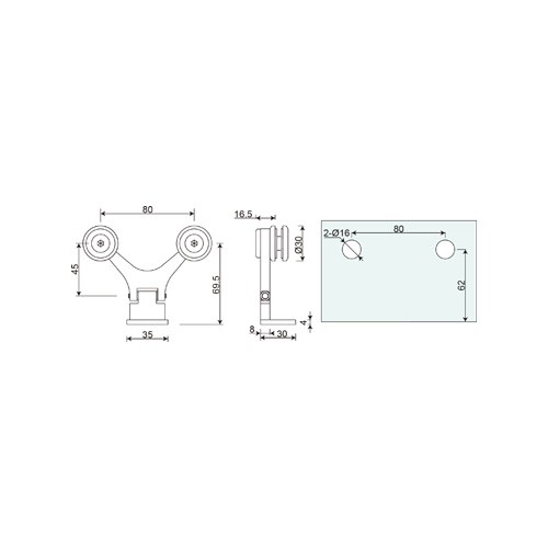 Wall to glass hinge (VY80-2)