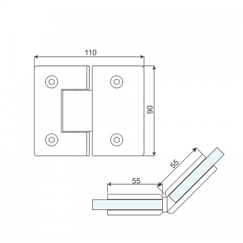 Glass to Glass 135° Shower Hinge (SH135-A-ST)